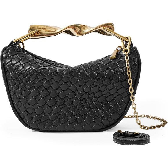 Handbags - Women’s Black Mini PU Leather Crossbody Satchel with 2 Detachable Straps